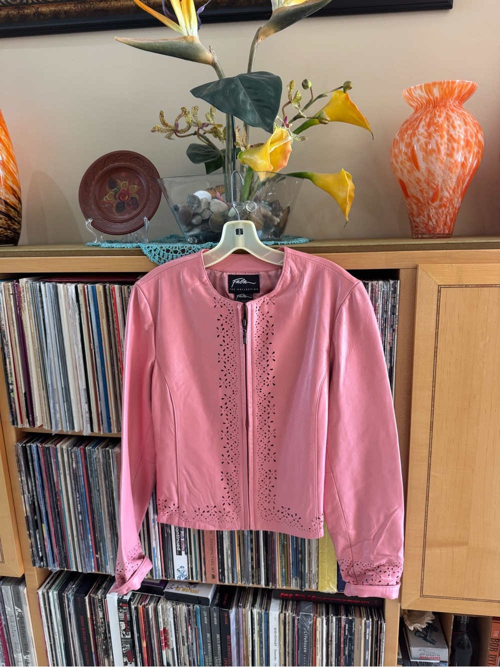 PRICE DROP: VTG 80s/90s, NW/OT,FUBU, L, linedMETALLIC ROSE Laser-Perforated LTHR